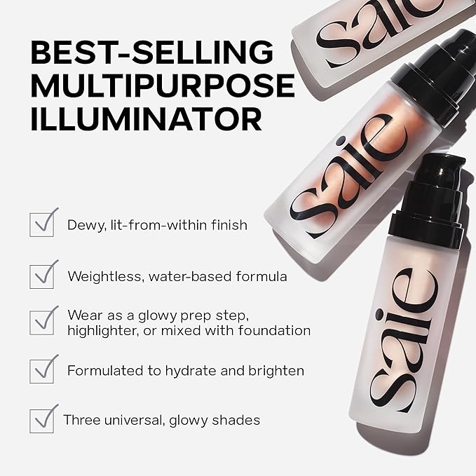 Saie Mini Glowy Super Gel Illuminating Face Makeup Primer, Roseglow (.5 oz)