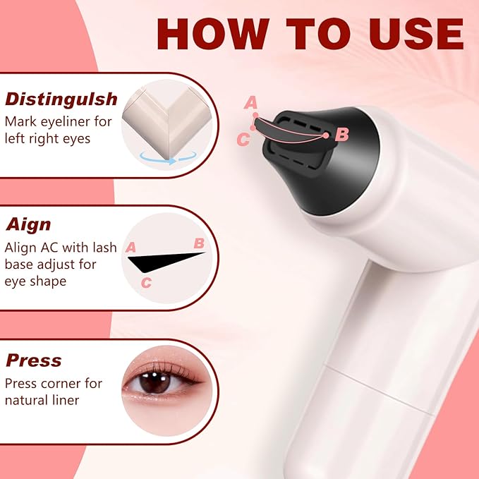 FUERHPSH 2pcs Winged Eyeliner Stamp Pen, Dual Head Rotating Eyeliner Stamp Pen, Quick-Dry, Long-Lasting, Smudge Proof & Waterpoof Liquid Eyeliners Stamp for Beginners (Black)