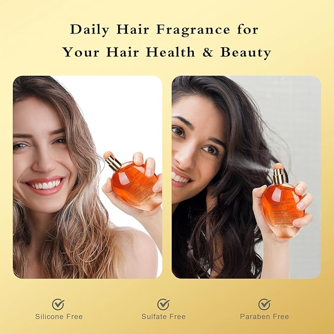 EASYWELL Hair Perfume for Women, Christmas Gift Birthday Gifts for Mom and girls, Leave In Conditioner Spray with Vitamin B5, Hair Care Fragrance, Hair Oil Mist, Citrus, 2.5 fl oz