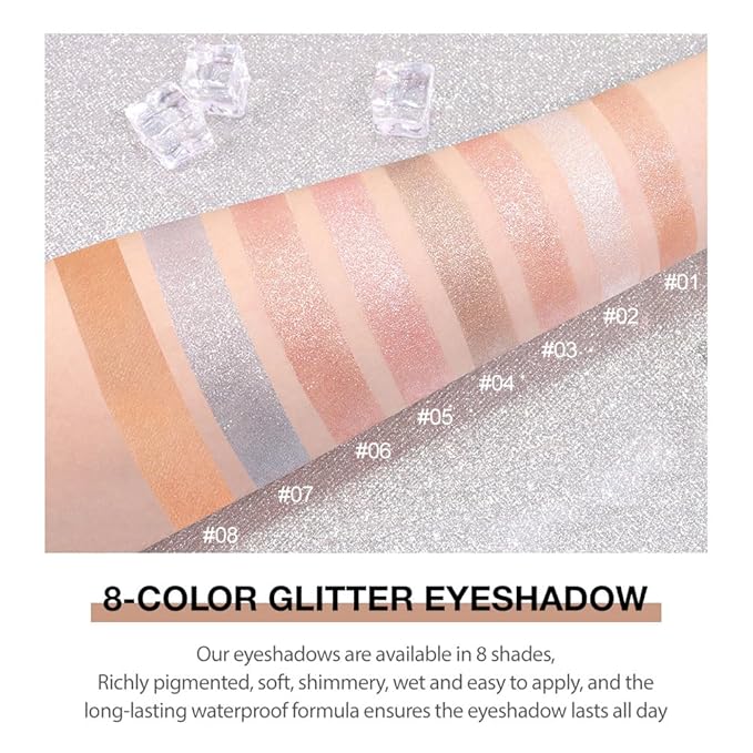 FeiCuiYun Glitter Shimmer Sparkle Eye Shadow Palette Makeup for Women, Shimmer Blue Glitter Metallic Holographic Iridescent Cream Iridescent Single Monochrome Eyeshadow Makeup