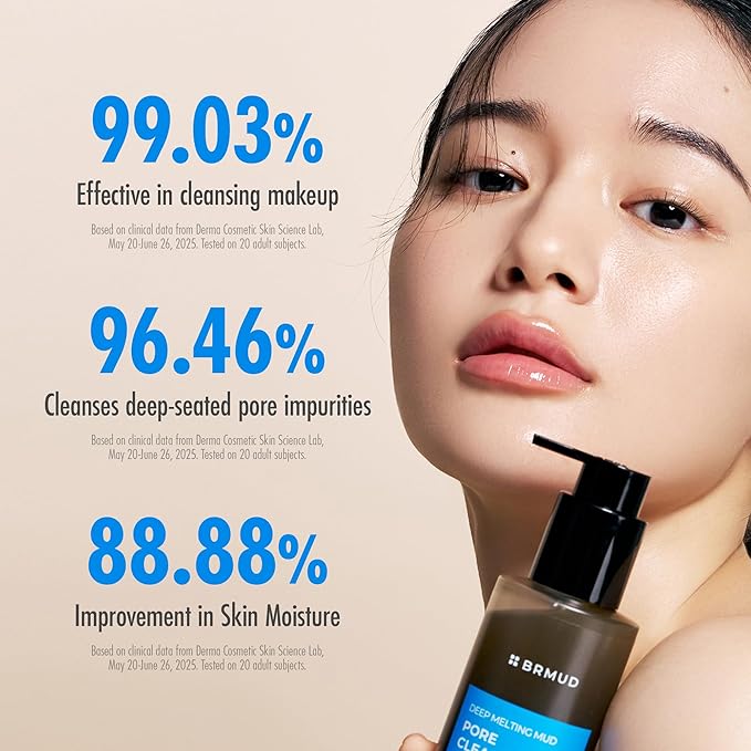 BRMUD Deep Melting Mud Pore Cleansing Oil, Gentle Vegan Facial Oil Cleanser