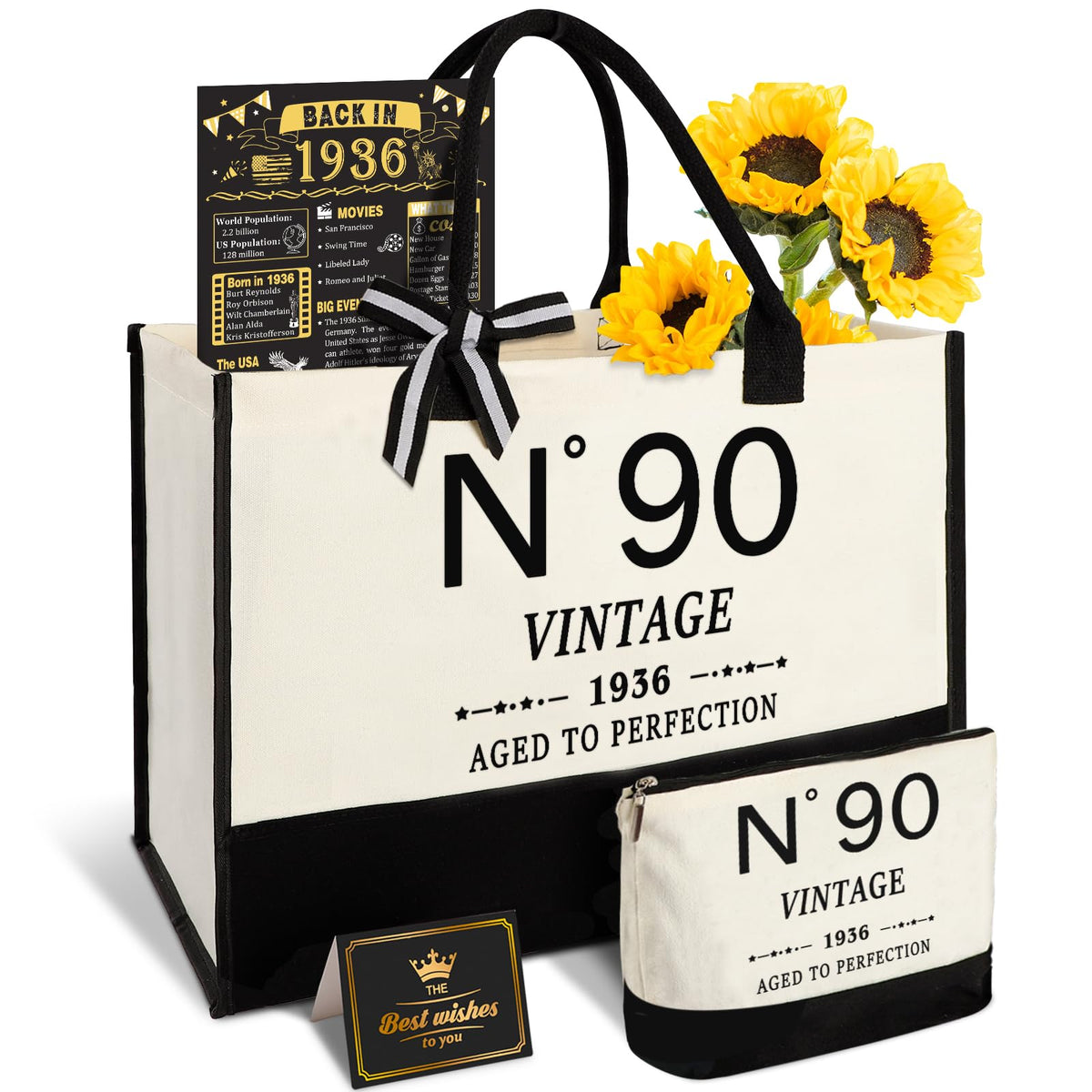 21st Birthday Gift for Women-N°21 Canvas Tote Bag,Makeup Bag,Back in Poster