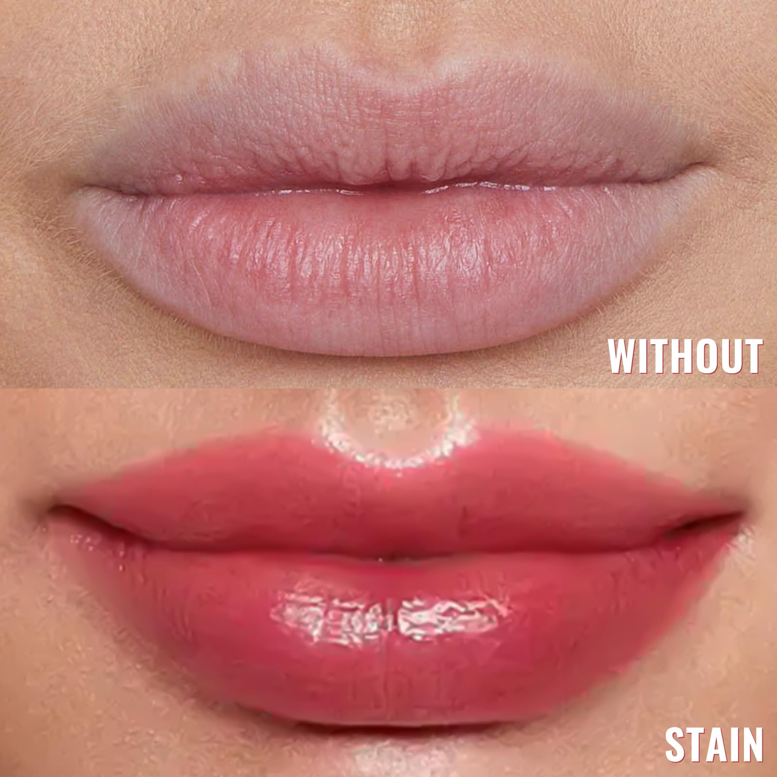 Vevivia Lip Stain - Lip Liner Stain, Long Lasting Peel Off Lip Stain, Natural Peel Off Lip Liner Stain with Tweezer, Easy to Use, Waterproof, Smudge-proof, Transfer-proof, Rose
