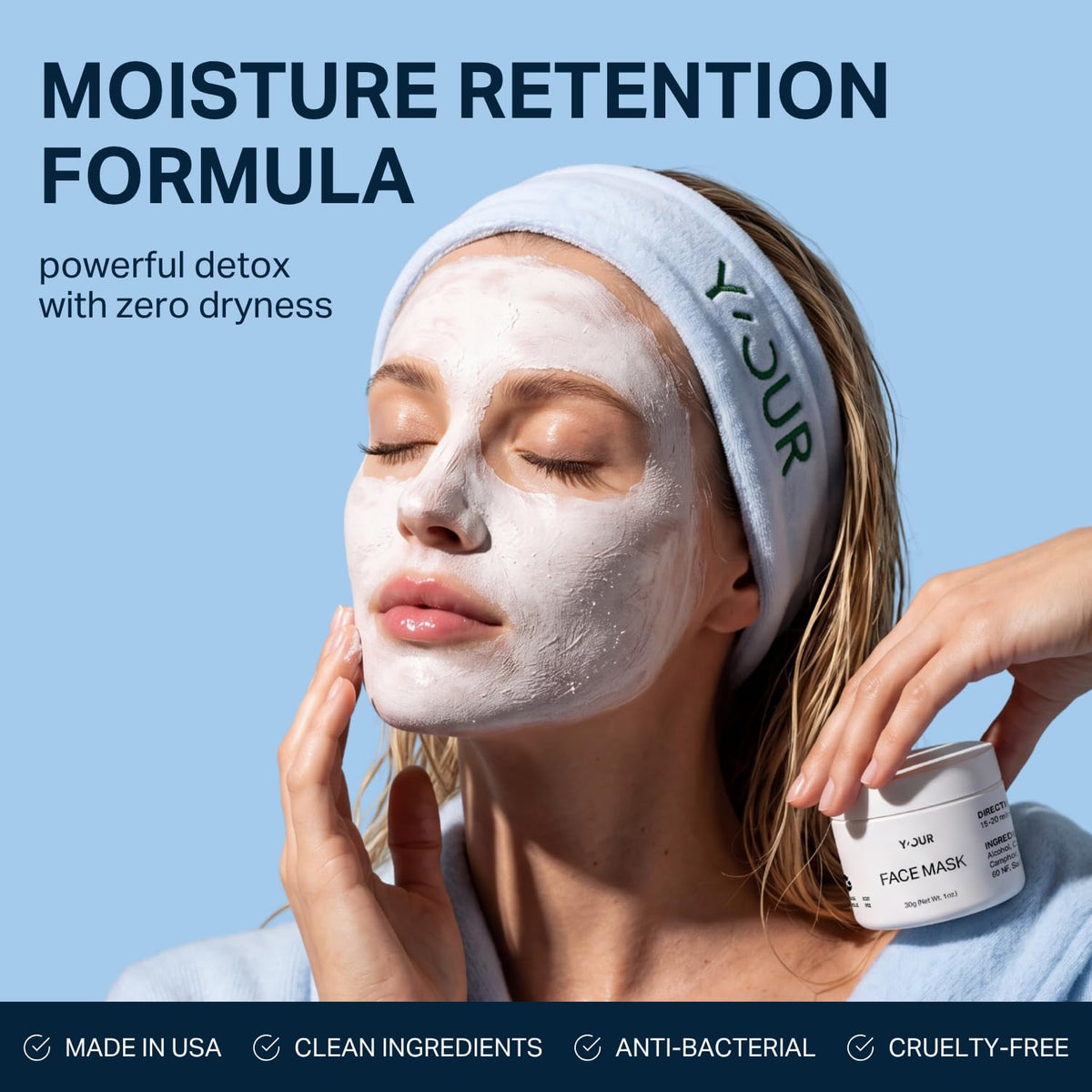 Y’OUR Purifying Detox Face Mask: Blackhead, Whitehead & Pore Remover; Anti-Acne & Pimple Care; Cleansing & Exfoliating; With Salicylic Acid & Bentonite Clay Mud Mask