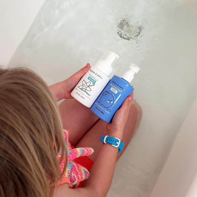 Dabble & Dollop Vanilla Kids 3-in-1 Foaming Body Wash, Shampoo & Bubble Bath – Tear-Free, Gentle, Natural-Origin, Hypoallergenic and Safe for Sensitive Skin (8 fl oz, Pack of 2)