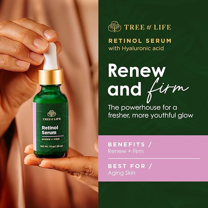 Tree of Life Retinol Serum for Face - Brightening and Hydrating Face Oil for Dark Spots and Fine Lines - Suitable for Sensitive Skin - Dermatologist Tested Skin Care - 2 Fl Oz