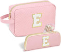 Sernaxi Personalized Initial Makeup Bag Waterproof Leather Cosmetic Bag Travel Toiletry Bag, Valentine’s Day Gift Makeup Organizer Case & Makeup Pouch for Women Teen Girls Mom Girlfriend Wife