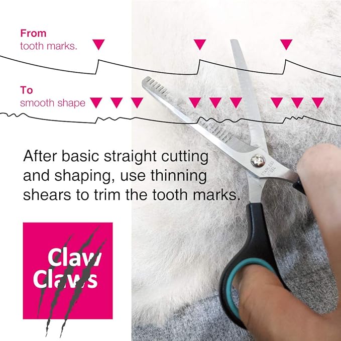 Claw Claws 7 inch Thinning Scissors with 26-Teeth Stainless Steel Blades and Wave Style Handle for for Home Hair Cutting Shears