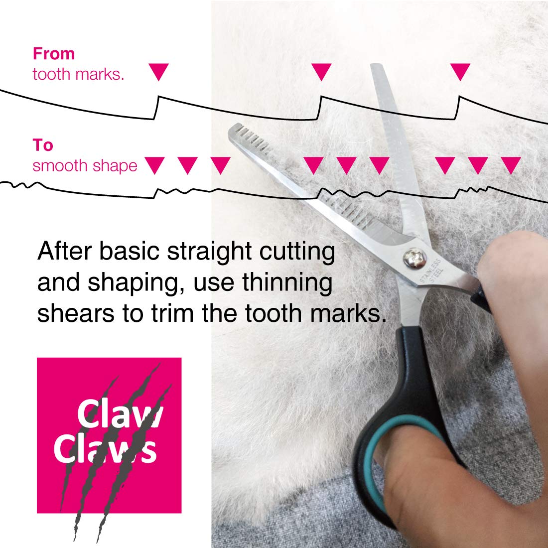 Claw Claws 7 inch Thinning Scissors with 26-Teeth Stainless Steel Blades and Wave Style Handle for for Home Hair Cutting Shears