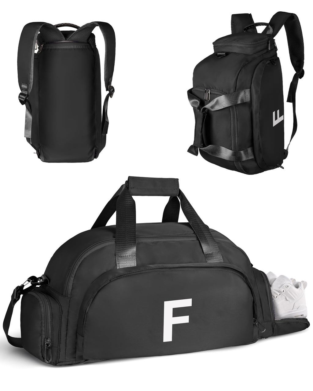 Vogewood Initial Gym Bags with Shoe Compartment, Gifts for Teen Girls 12-14