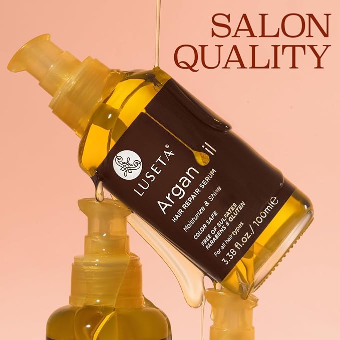 LUSETA Pure Argan Oil Hair Serum for Frizz Control 3.38 Floz