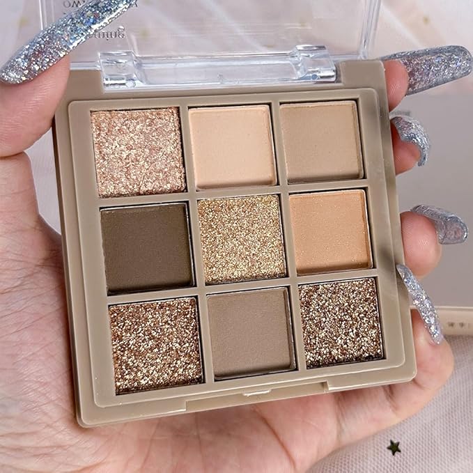 CAKAILA Eye Shadow Palette Makeup,9 Colors Gold Matte Shimmer Vegan Eyeshadow,Long Lasting Waterproof Naturing-Looking make up pallets for women,eyeshadow palette for brown blue eyes
