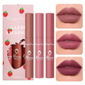 3Pcs Matte Lipstick Set, Dark Velvet Red Color Nude Lip Stain Long Lasting