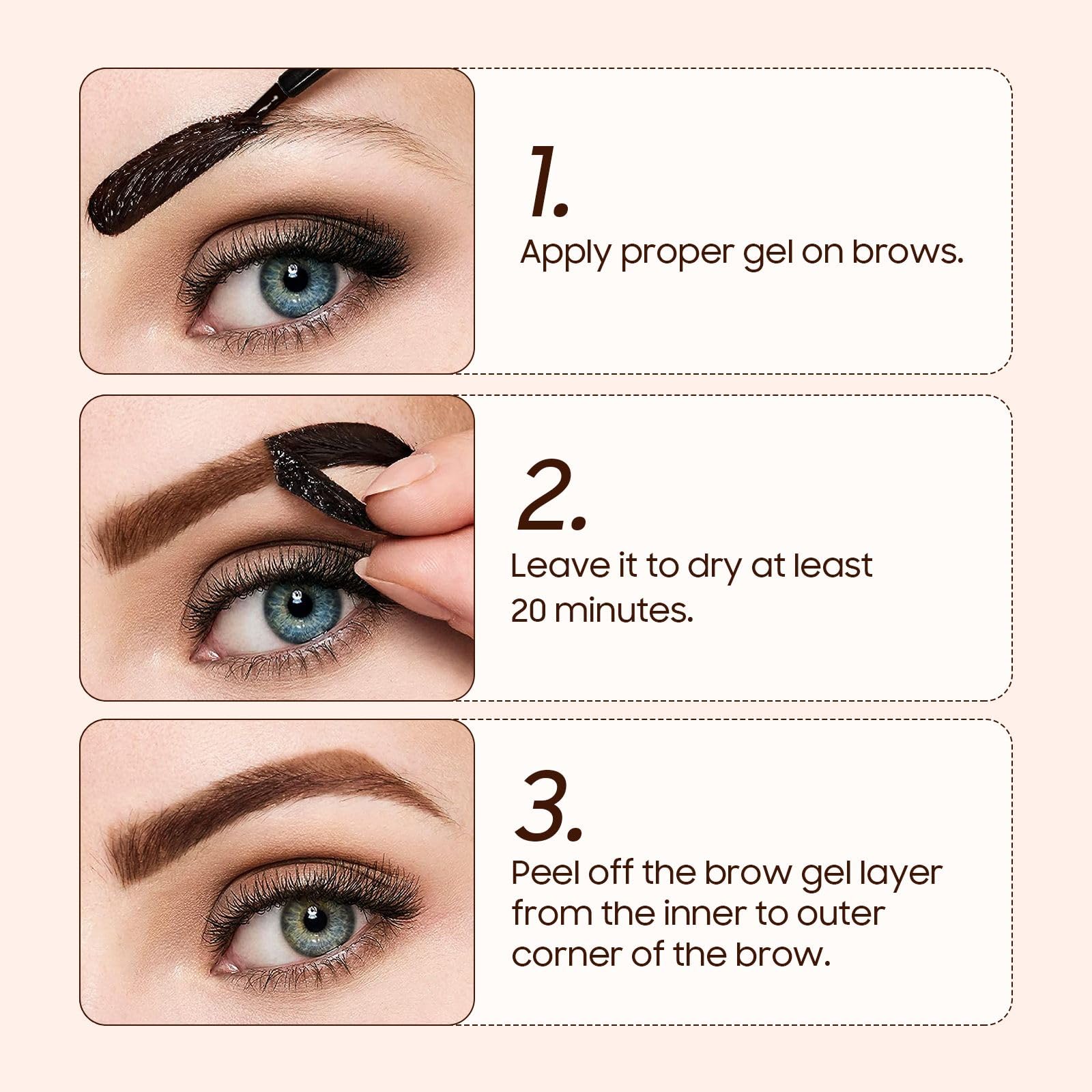 Peel Off Eyebrow Tint Brow Gel Eyebrow Tattoos Waterproof Light Brown