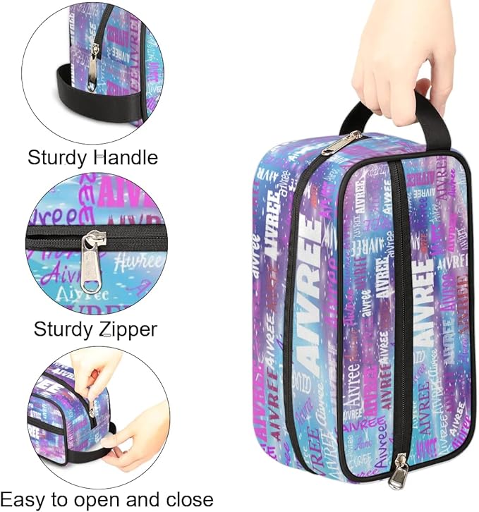 Custom Name Purple Blue Galaxy Organizer Case Toiletries Container Bag
