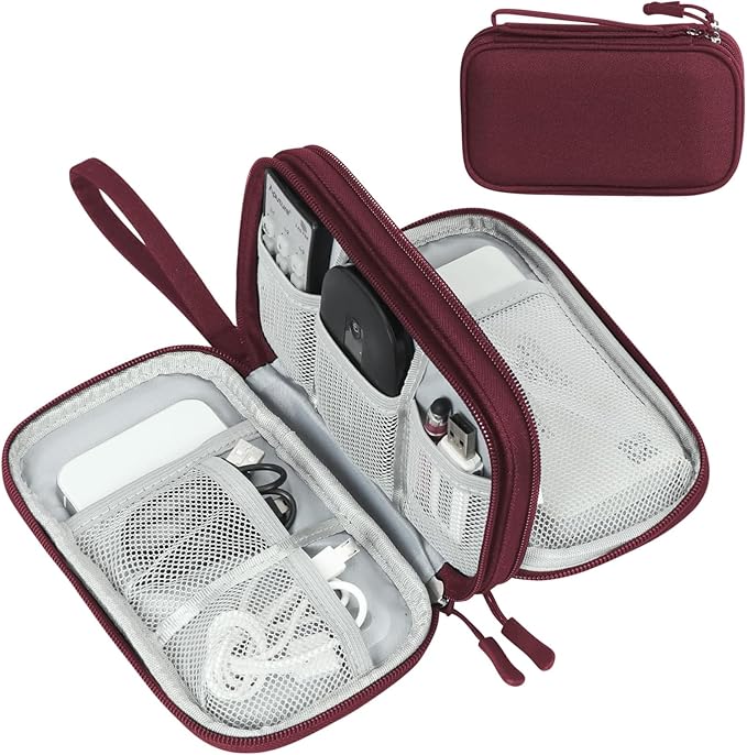 FYY Electronic Organizer, Travel Tech Pouch Bag, Cable Organizer Wine Red