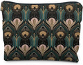 RYYCDOI Witchy Goth Makeup Bag, Vintage 1920s Bats and Flowers Aesthetic Cosmetic Toiletry Bag for Women