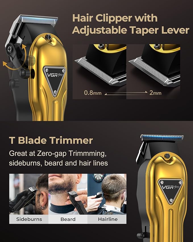VGRPRO Electric Hair Clippers for Men, Cordless Clipper and Trimmer Set, Clippers for Hair Cutting Kit with Long Battery Life, Hair Grooming Trimmer for Family Kids and Self-Haircut Use