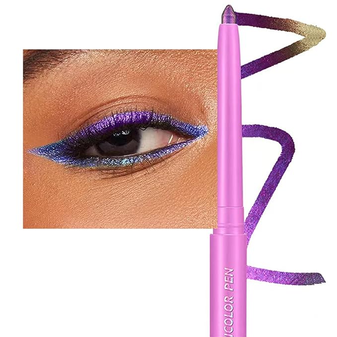 TWLBXMG Purple Eyeliner Pen Chameleon Metallic Shimmer Color Changing Eye liner Pencil, Waterproof Long Lasting Eyeshadow & Eyeliner 2 In 1, Highly Pigmented Smudge Proof # 05