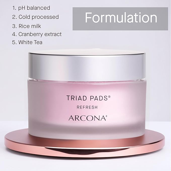 ARCONA Cranberry Triad Milky Toner Pads – Vegan Milky Toner for Face | Brightening & Hydrating Rice Toner for Face | Phyto-Nutrients & Essential Fatty Acids (45 Count)