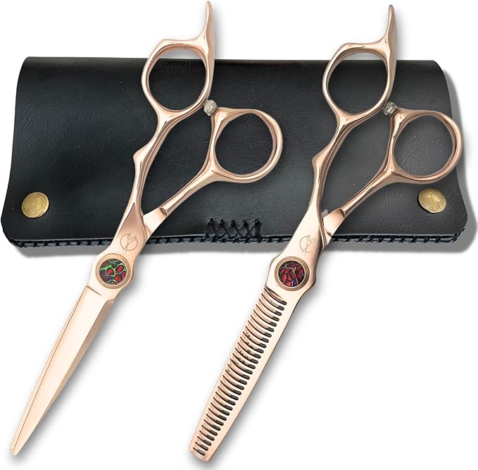6 Inch Gold Hair Cutting Shears - VG-10 Stainless Steel With Gold Titanium Finish - Designed for Professional Users (Set of Hair Shears)