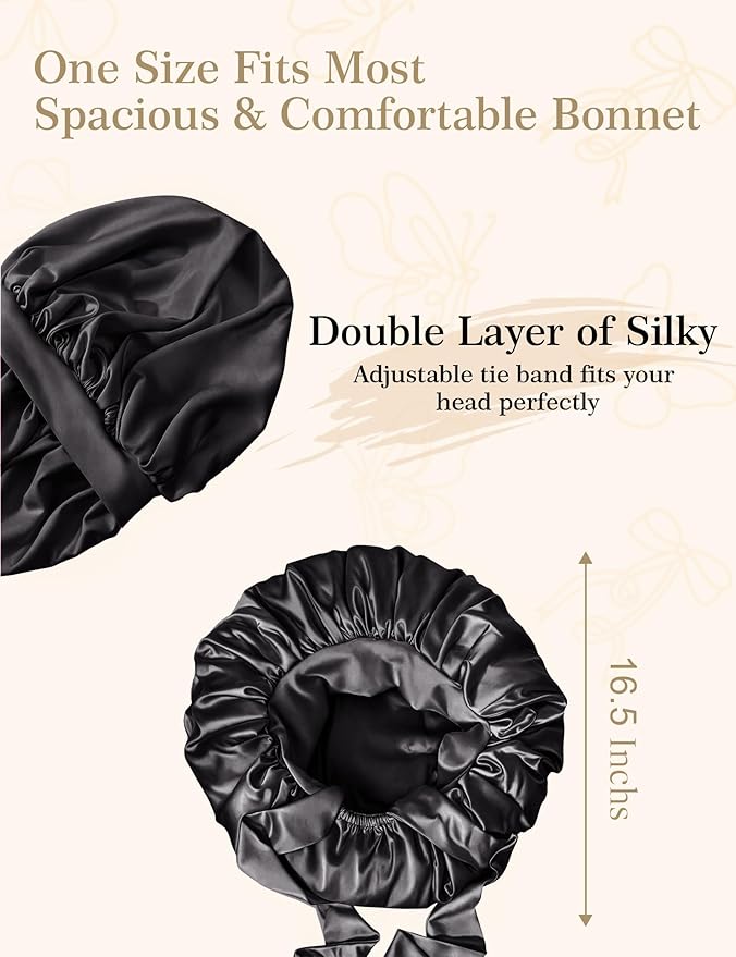 Adjustable Silk Bonnet Satin Curly Hair Wrap for Sleeping Women Anti Frizz