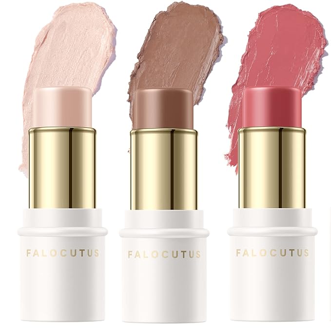 3 Pcs LIGHT-MEDIUM Contour Stick Set,Professional Makeup Kit for All Skin