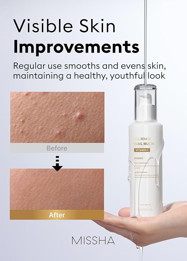MISSHA Cell Renew Snail Mucin Vitamin C Korean Essence Serum 3.38 oz