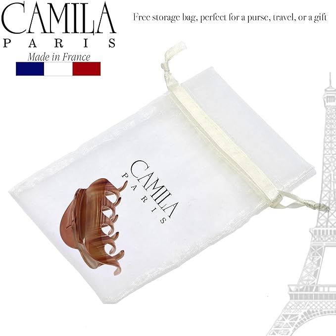Camila Paris CP3216 French Hair Clips for Women, 3.5" Large Claw Clip Strong Hold All Day, Girl Large Claw Clips for Thick Hair, No Damage No Slip Flat Clip for Women. Made in France