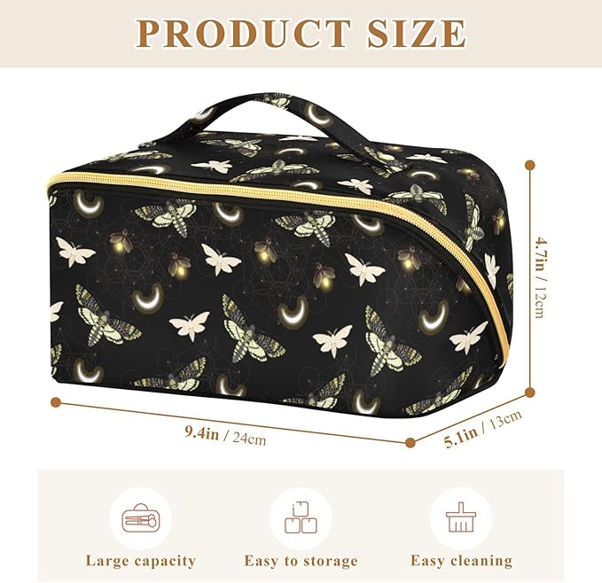 MNSRUU Makeup Organizer Bag, Death Moth Butterfly Travel Makeup Bags Makeup Vanity Case Large Capacity Rhombus Cosmetic Toiletry Bag for Girl Women Ladies