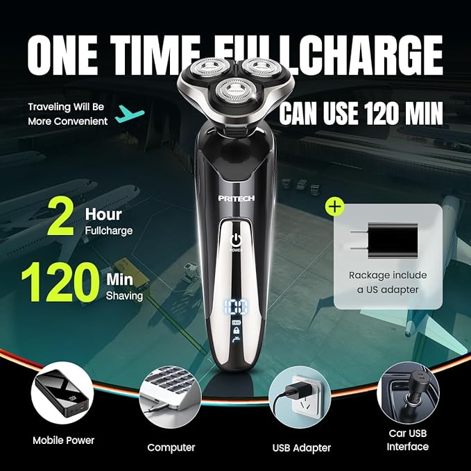 PRITECH Electric Razor for Men Rotary Electric Shavers for Men Cordless