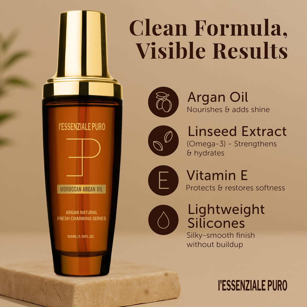LEPURO Moroccan Argan Oil for Hair and Skin — Anti-Frizz, Non-Greasy, Shine