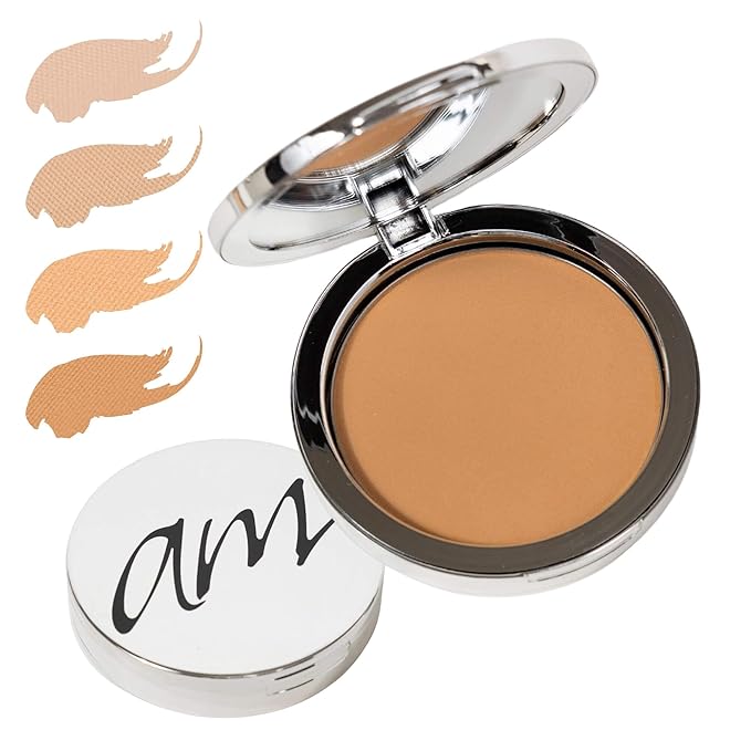 Advanced Mineral Makeup 4-in-1 Pressed Foundation Powder with Natural SPF, Concealer & Finishing for Medium to Full Coverage Foundation, Mineral-Based (Halle,.35 oz)
