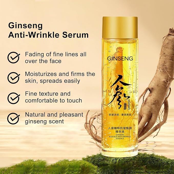 Dosoecse 240ML Peptide Anti-Wrinkle Ginseng Serum, Hydration Ginseng Oil Essence Water, Ginseng Essence Anti Wrinkle Essence, Ginseng Serum for Tightening Sagging Skin Reduce Fine Lines (2Bottle)