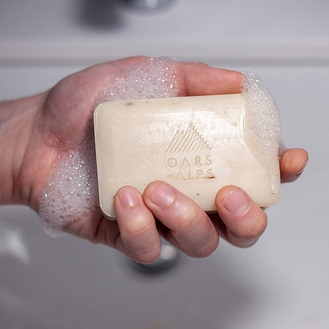 Oars + Alps Exfoliating & Moisturizing Bar Soap for Men, Deep Cleaning Soap, Clean Ingredients, All Skin Types, Shea Butter, Jojoba Oil, 3pk