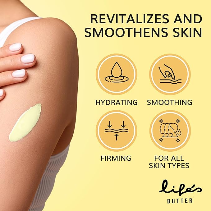 Life's Butter Anti-Cellulite Cream - 100% Natural - Made in USA - Cruelty-Free - Hypoallergenic - Best Cellulite Reduction - Skin Firming + Tightening for Women L-Carnitine + CoQ10 + Caffeine 6 fl oz