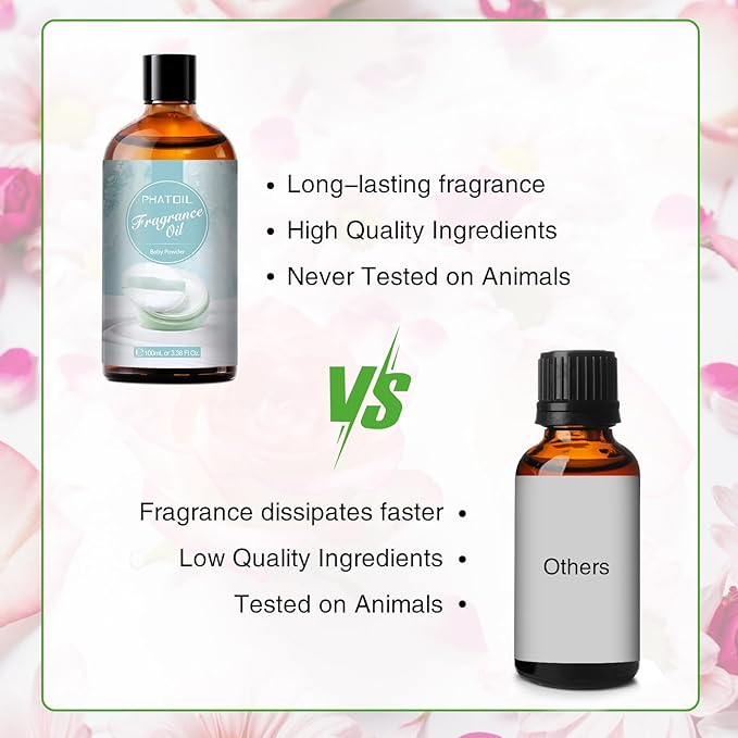 PHATOIL Baby Powder Fragrance Oil for Diffuser Aromatherapy 3.38FL.OZ