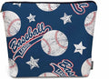 Kalygon Baseball Makeup Organizer Bag Cosmetic Bag For Men Women, Sports Ball Softball Baseball Blue Travel Toiletry Bag Flax Makeup Bags Purse Business Makeup Pouch For Toiletries Cosmetics