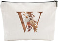 YKYENR A-Z Boho Personalized Cosmetic Bag-Floral Cotton Letter Makeup Bag With Zipper-Artistic Cosmetic Bag For Travel-Bride,Birthday Gift For Women Daughter Friends-Women Makeup Organizer-A23