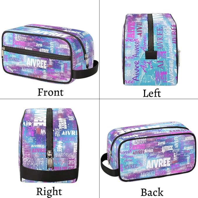 Custom Name Purple Blue Galaxy Organizer Case Toiletries Container Bag