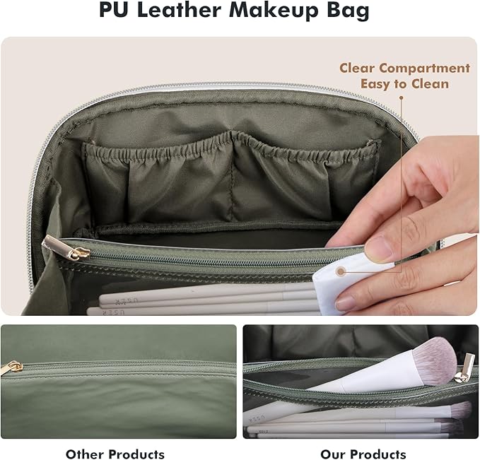 Prite Makeup Bag Travel Toiletry Bag Open Flat Cosmetic Organizer for Women