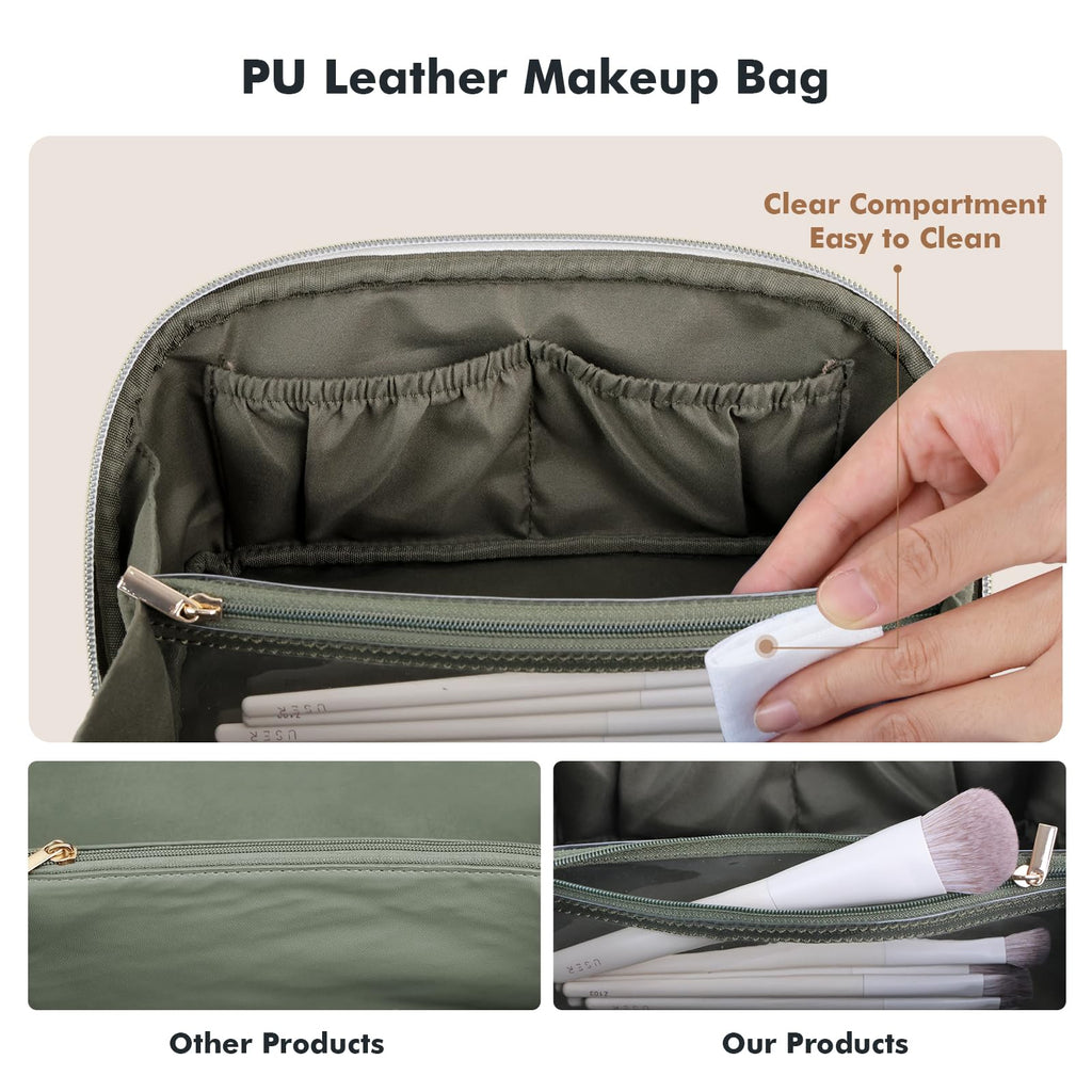 Prite Makeup Bag Travel Toiletry Bag Open Flat Cosmetic Organizer for Women
