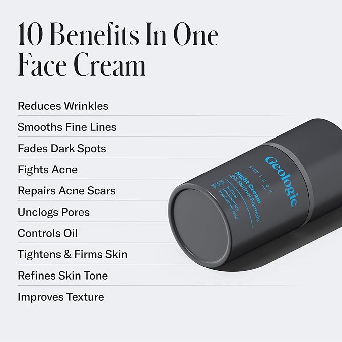 Geologie Retinol Anti-Aging Face Cream | Enhanced.2% Retinol Formula for Effective Results | Reduce Fine Lines & Wrinkles | Protect & Repair Skin With Hyaluronic Acid & Niacinamide | For Men & Women