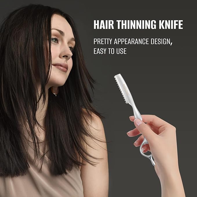 FEISIER Stainless Steel Hair Thinning Styling Razors for Cutting Hair, Texturizing Cutting Razor for Salon and Home,10 PCS Sharp Blades Included