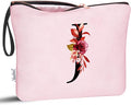 Vavabox A-Z Personalized Makeup Bag, Birthday Gifts for Women Mom, Gifts for Best Friend, Bride Bridesmaid Cosmetic bag (J, 06-Pink)