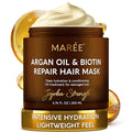 MAREE Deep Conditioning Hair Mask for Damaged Hair Treatment – Keratin Hair Care for Hydrating Growth Repair Moisturizing – Dry Curly Color Refreshing – 6.7 Fl Oz, Brown
