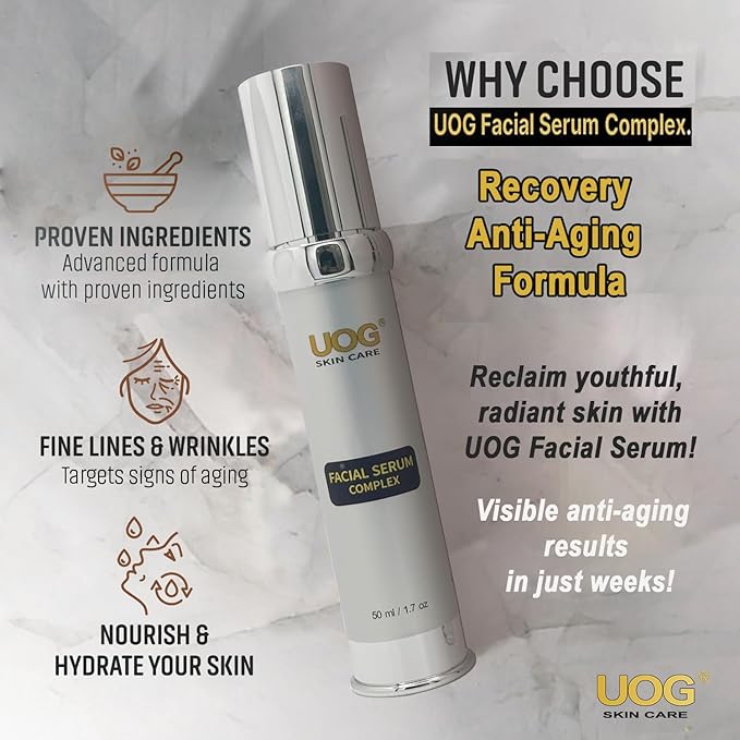 UOG (United One) Face Serum Complex – Hydrating & Firming Face Serum| Lifts, Tightens & Improves Skin Texture | Reduces Fine Lines & Wrinkles for Neck & Jawline | 30ml/1 oz