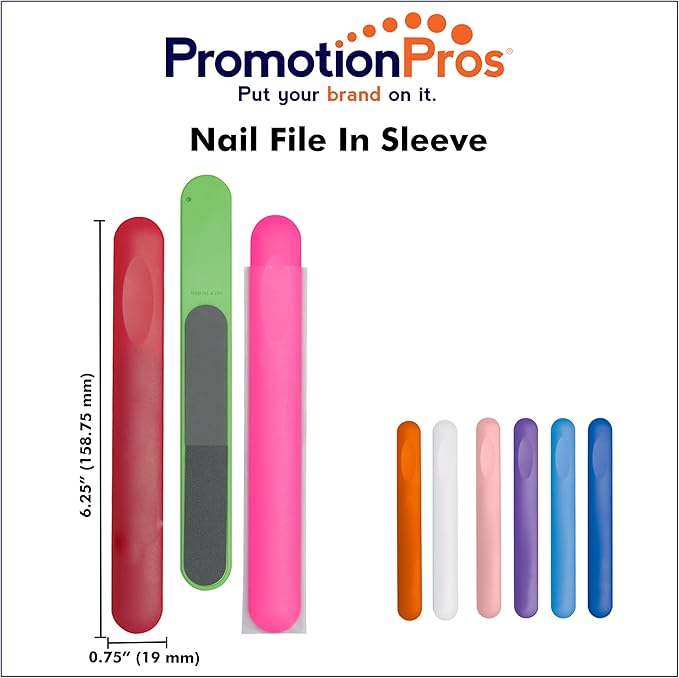 Nail File in Sleeve Add Customized with Text Name or Personalized Image $0.89 Each - Sold in Pack of 500 - White