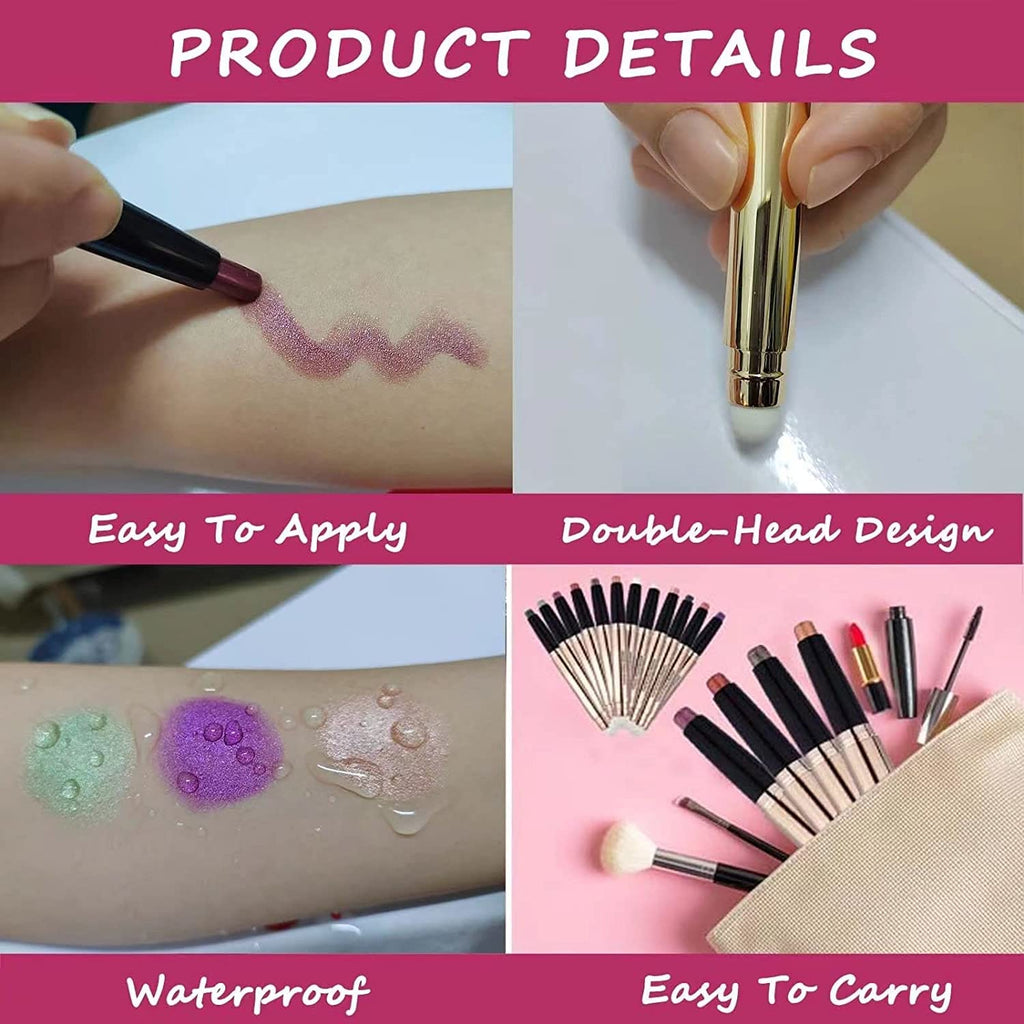 LGSZGDCN Brown Eyeshadow Stick and Sponge Makeup Brush Smooth Cream Shimmer Shadow Pencil Long Lasting Waterproof Eye Shadow Highlighter Stick Makeup Eye Liner Multi-Dimensional eyes Look
