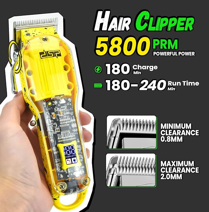 DSP 3-in-1 Hair Clipper Trimmer Shaver Kit, Cordless Rechargeable with Case